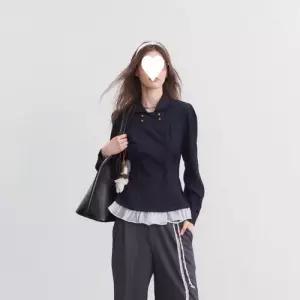 청 오피스룩 대체 상의 더블 셔츠 불가 여자데님셔츠 셔링 무지 ible1
