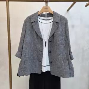 [크레송]크레송   옆 쉬폰  배색  마혼방 자켓  ODCPJP55_DG