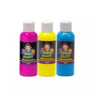 키즈 핑거페인트 형광색120ml 3색 세트광미술 영아 어린이 아트 물감 손가락