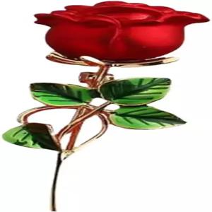 로즈 플라워 브로치 우아한 레드 라인스톤 크리스탈 라펠 핀 드레스 액세서리 주얼리