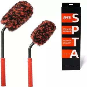 SPTA 앵글 카 휠 브러시 세트 2Pcs 디테일 클리닝 합성 울 림 클리너 플랫 스포크 메탈 프리 타이어