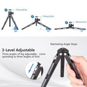 Artcise CNC 알루미늄 미니 탁상 삼각대, 360 ° 볼 헤드, 미끄럼 방지 고무 발 패드, 디지털 카메라, DSL
