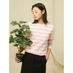 빈폴 레이디스 코튼 혼방 스트라이프 풀오버 아이보리 (BF5251C010) 여성니트