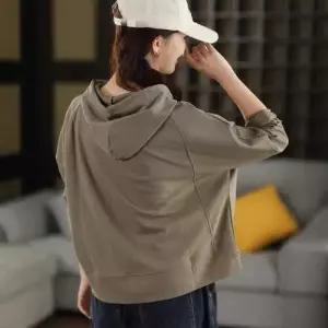면 가을 빈티지 긴팔 풀오버 상의 후드 여자맨투맨티 솔리드 ible3