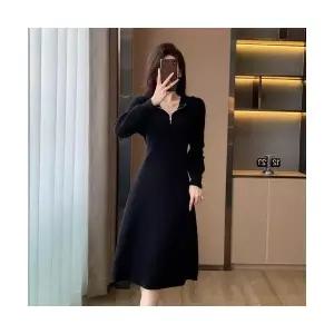 피콜로 이너 가을 니트 원피스 치마 여사친 롱 데일리룩 프렌치 헵번 후드 스웨터 KUK3
