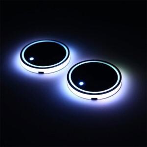 범용 자동 LED 컵 홀더 물 바닥 매트 RGB 라이트 장식 음료 코스터