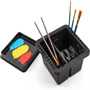MyLifeUNIT 페인트 브러시 클리너 홀더 및 아크릴 수채화 수성 정리함 블랙