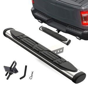 히치 스텝 2인치 히치 리시버, SUV, 트럭, 픽업용 범퍼 가드가 장착된 AUSUM 모터 트레일러 히치 스텝, 텍스처가 있는 검은색 견고한 강철 구조의 견인 히치 스텝, 최대 하중 300파운드
