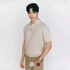 지오다노 여성니트 남자니트 남성 부클 폴로넥 반팔
