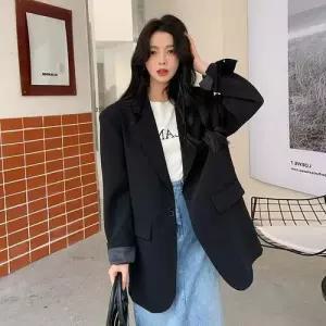EAMT 여성용 캐주얼 루즈핏 소중한 코트 정장 YJ1