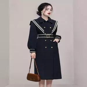 EAMT 여성 슬림핏 더블 여밈 퍼프소매 터틀넥 하프코트 짜임 YJ1