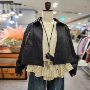 베이직 숏 카라 에코 가죽 자켓 A25JK5312