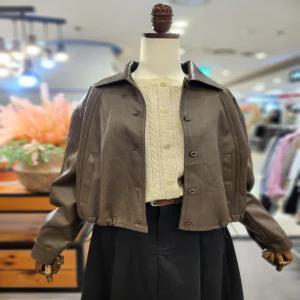 베이직 숏 카라 에코 가죽 자켓 A25JK5312