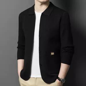 EAMT 남성용 니트 캐주얼 솔리드 스웨터 가디건 포인트 헤어 브이넥 봄가을 코트 YJ3
