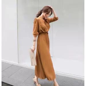 EAMT 원피스 스커트 여사친 여름 쉬폰 반하이넥 싱글 플리츠 EUNG1