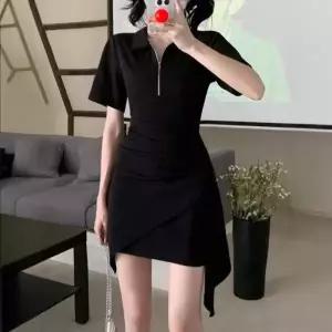 EAMT 하계 빈티지 니트 원피스 치마 여성 통통항 맛 폴라 프렌치 날씬 가림 빅사이즈 EUNG2