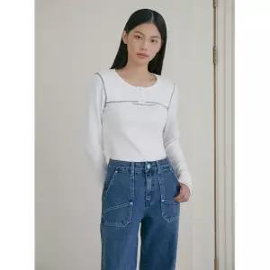 [AK분당점] [에고이스트] 절개 배색 포인트 슬림핏 라운드넥 티셔츠 ER1CL261