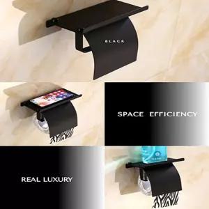 무광 블랙 스텐레스 선반 휴지걸이 화장지실걸이 변기 욕실 메탈 고급 인테리어 휴지 부착식