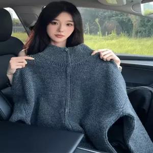 룽나루 남사친 니트 빈티지 가을 집업 차이나 스웨터 더블 카디건 HO3