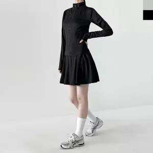 [하프클럽/]여성 슬림핏 집업 재킷 레깅스와 플레어 스커트 세트