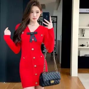 EAMT 니트 스커트 원피스 여성용 미니 가을 EUNG3