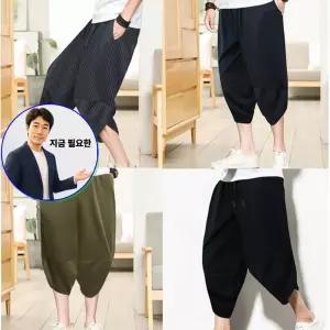 쌍문상회 지금 필요한 남자 와이드 밴딩 팬츠 7부 배기 남성 항아리 바