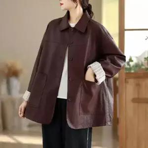 여사친 재킷 칼라 싱글 가죽 블레이저 코트 OP1