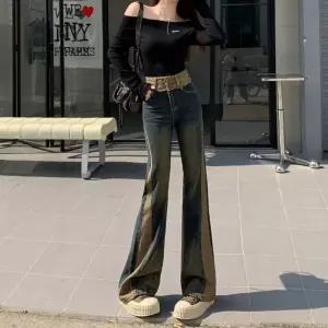 포뇨 바지 데님 빈티지 여성바지 봄가을 슬랙스 하이웨스트 패치 부츠컷 OPH1
