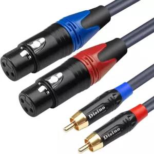 듀얼 여성 XLR에서 RCA 케이블 헤비 듀티 2 RCA/폰 플러그 남성 하이파이 스테레오 오디오 연결 마이크