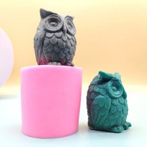 3D 올빼미 실리콘 양초 만들기 비누 작은 석고 수제 금형 용품 DIY 동물 귀여운 공예