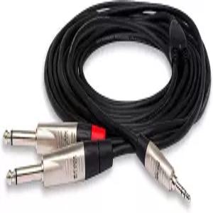 Hosa HMP-006Y 프로 스테레오 브레이크아웃 케이블 - 3.5mm TRS 남성부터 듀얼 1/4인치 TS 6피트