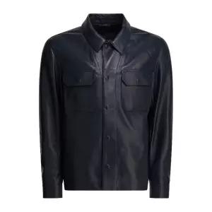 체스트 포켓 가죽 오버셔츠 재킷 LJS018LMN035UCC BLUE