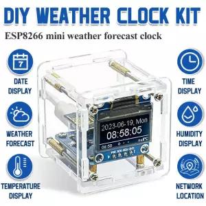 미니 날씨 시계 와이파이 디지털 DIY 납땜 키트 전자 다기능 기상 관측소 ESP8266