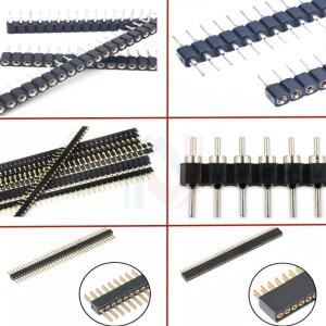 1x40P 1.27mm 2.0mm 2.54mm 둥근 구멍 남성 주석 금 여성 핀 헤더 단일 행 0.1 