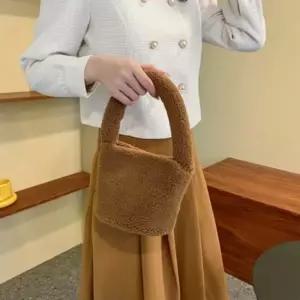 4가지 컬러 보들보들 뽀글이 복조리 미니 토트백 숄더백 가방 간편가방 베이직가방 쇼퍼백