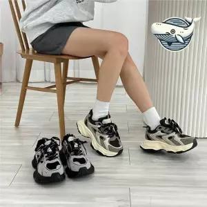 패턴 스트랩 디자인 캐주얼 운동화 어글리슈즈 키높이운동화 여자신발 통굽운동화