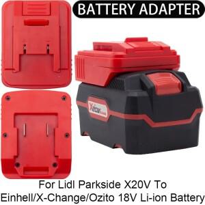 Einhell X-Change/OZITO 18V 리튬이온 공구용 어댑터/컨버터 - Lidl Parkside X20V 배터리 어댑터 전동 액