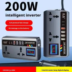 휴대용 자동차 인버터 변환기 빠른 충전 포트 충전기 12V/24V에서 220V 3 USB 차량 액세서리