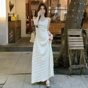 [하프클럽/]여성 여름 바캉스룩 레이스 플레어 드레스