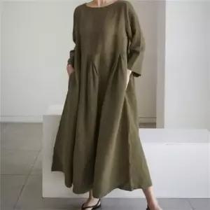 EAMT 여사친 원피스 치마 롱 봄 가을 라운드 면마 일한풍 풀오버 빅사이즈 EUNG3