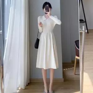 EAMT 원피스 니트 스커트 여자 이너 춘추 덮개 프렌치 스웨터 무릎 도파민 EUNG3