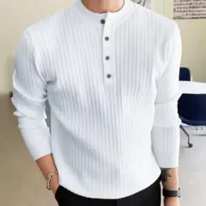 골지 남성 2color 니트 긴팔 훈남룩 라운드넥 버튼