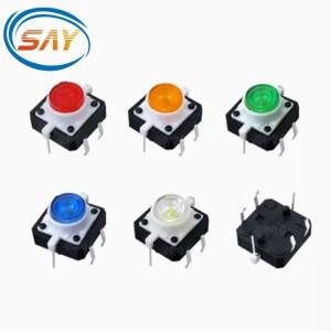 LED 리셋 단추 스위치 순간 조명 택트 그린 레드 옐로우 블루 화이트 12x12x7.3mm 5PCs로트 m