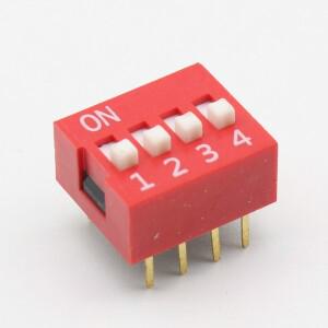 10개 슬라이드형 스위치 모듈 2.54mm 4비트 4 방식 DIP 빨간색 피치