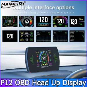 자동차 속도 게이지 온보드 컴퓨터 P12 OBD2 HUD 헤드 업 디스플레이 스마트 디지털 타코미터 속도계 ECT