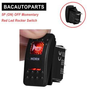 로커 스위치 12V 빨간색 Led SPST 5Pin 순간 ON 자동차 해양 보트 NARVA Carling ARB  캠핑카 부품 IP68