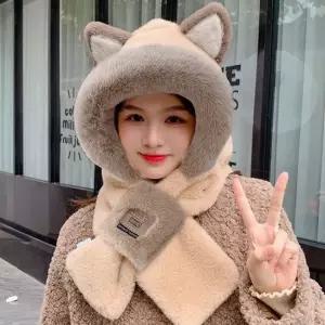 여우 페이크퍼 후드 바라클라바 방한 넥워머 동물 모자 후드넥워머 후드머플러