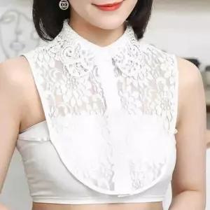 여성 레이스 카라 블라우스 펀칭 자수 셔츠 데일리 오피스룩 긴팔 상의 레이어드카라