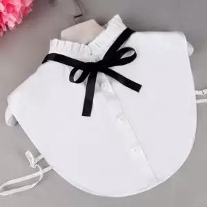 러플넥 리본 페이크카라 여성 레이어드 덧카라 블라우스 장식 레이스 넥카라