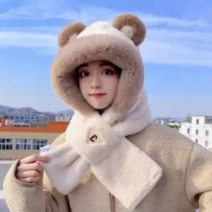 귀여운 동물 페이크퍼 후드장갑 머플러 겨울 바라클라바 후드워머 넥워머 모자
